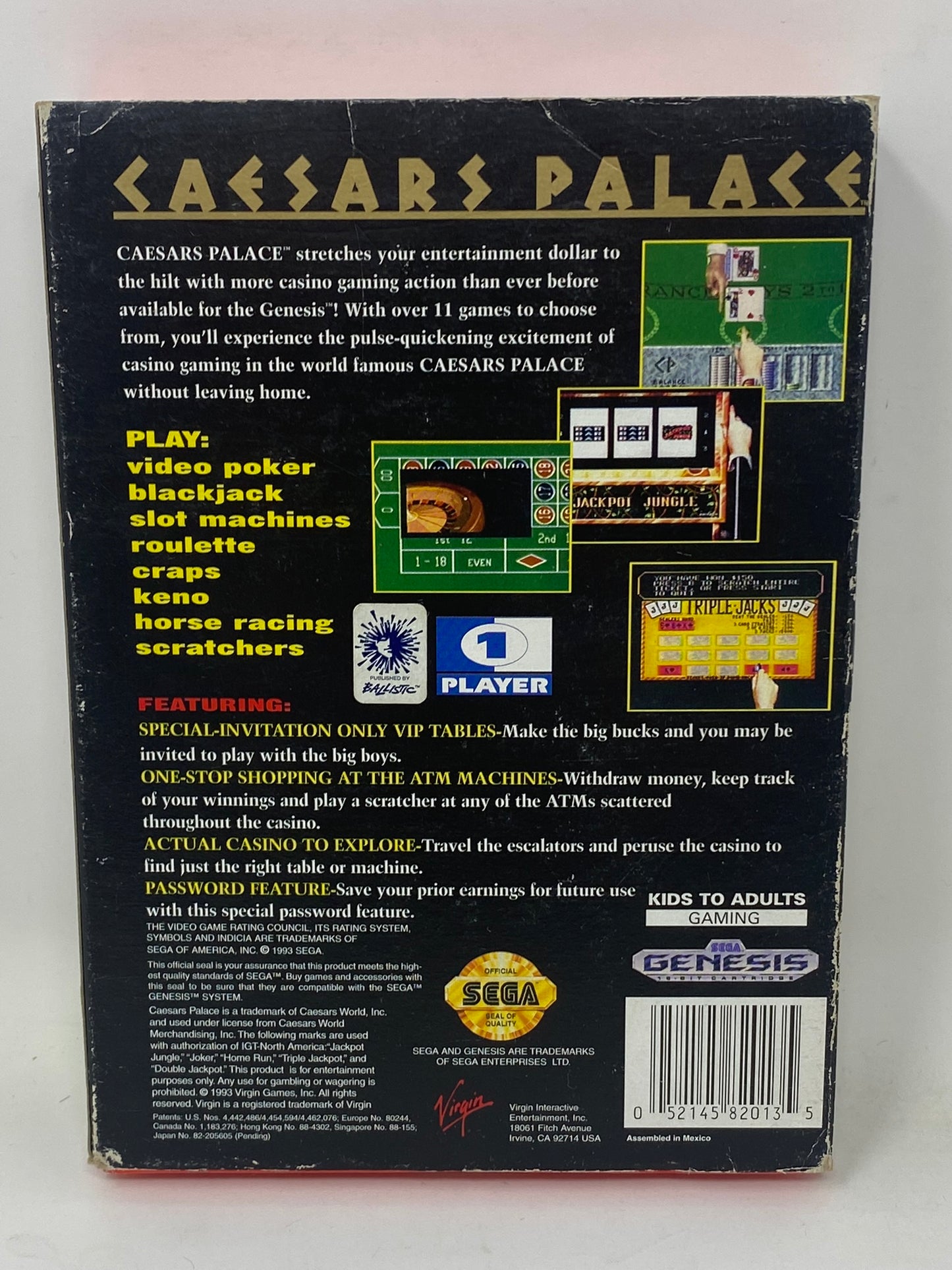 Sega Genesis - Caesar's Palace - Complete
