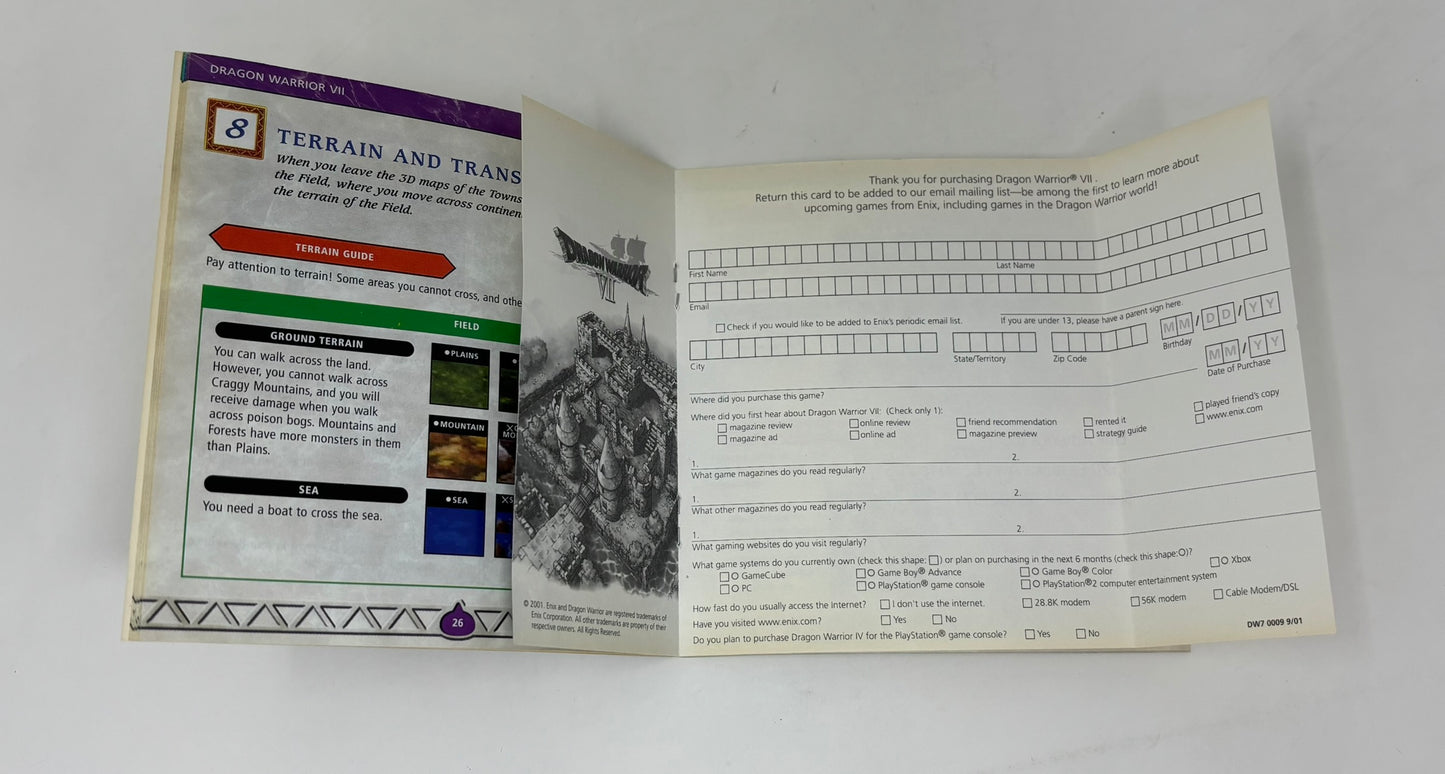 Sony PlayStation - Dragon Warrior VII 7 - Complete