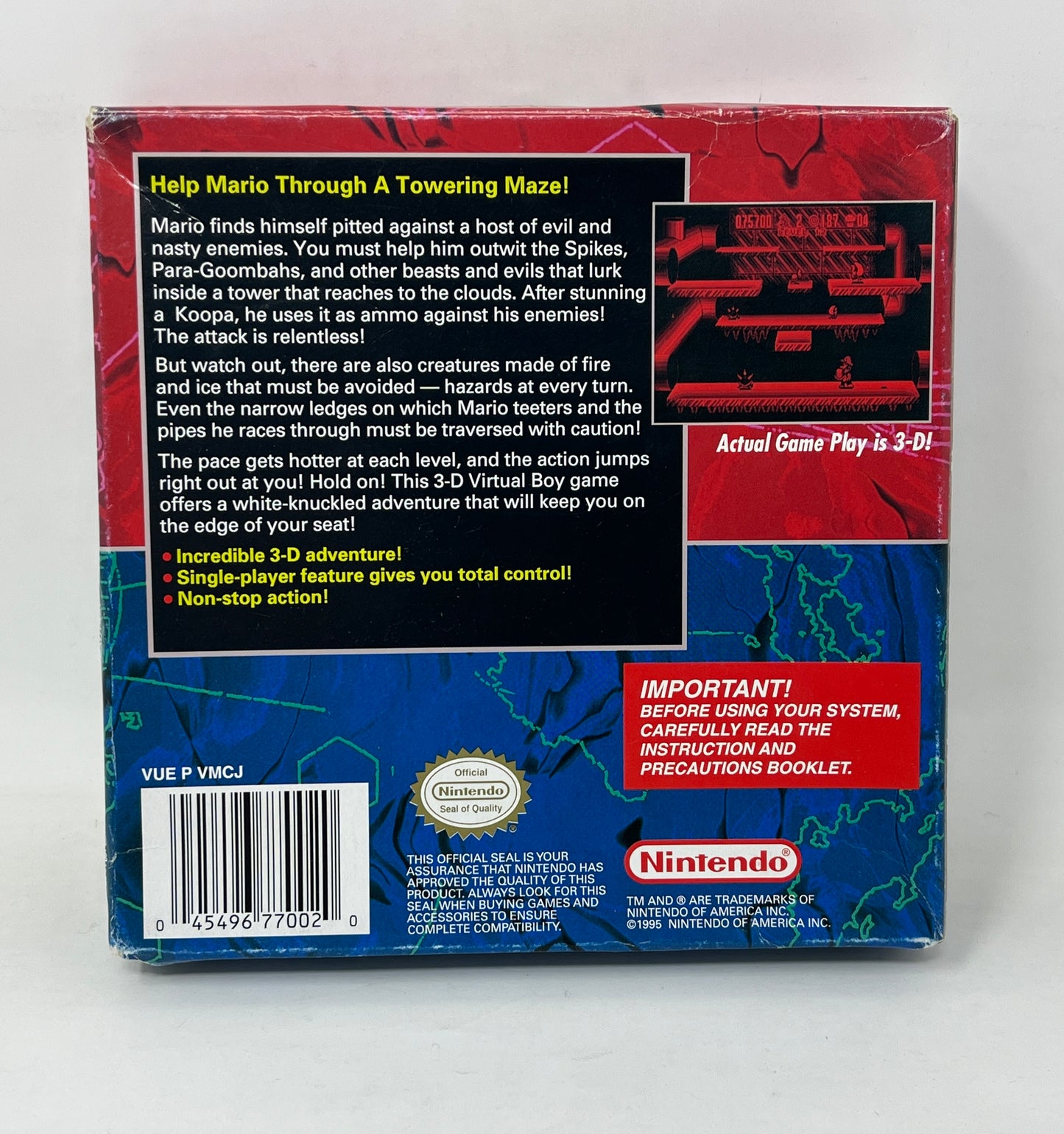 Nintendo Virtual Boy - Mario Clash - Complete