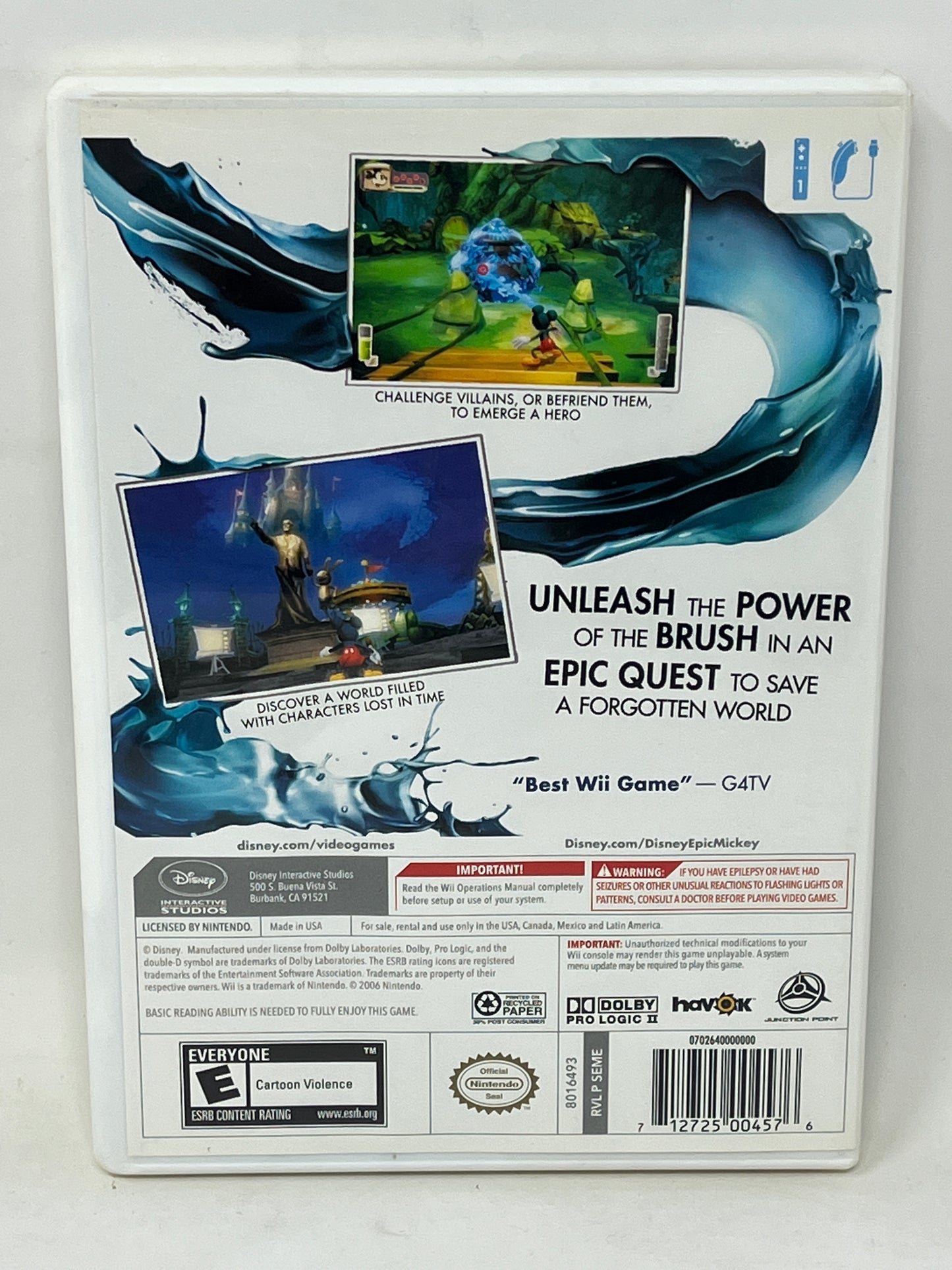 Nintendo Wii - Disney Epic Mickey - Complete