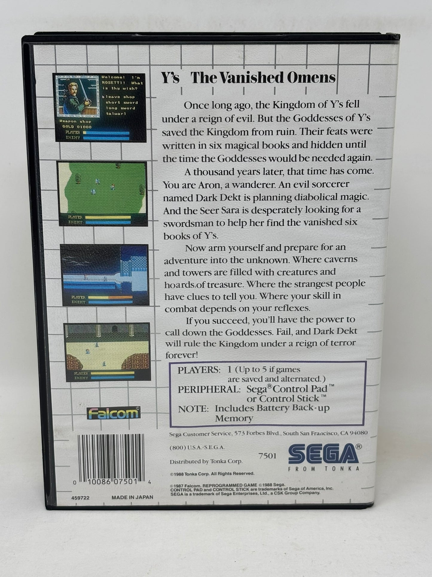 Sega Master System - Y's The Vanished Omen
