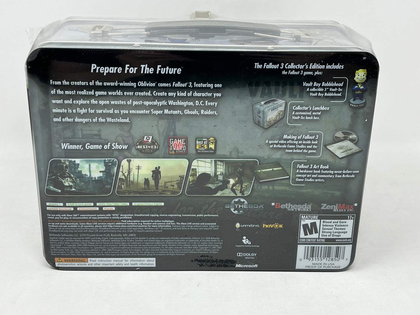XBox 360 - Fallout 3 Collector's Edition Metal Tin Case - Sealed