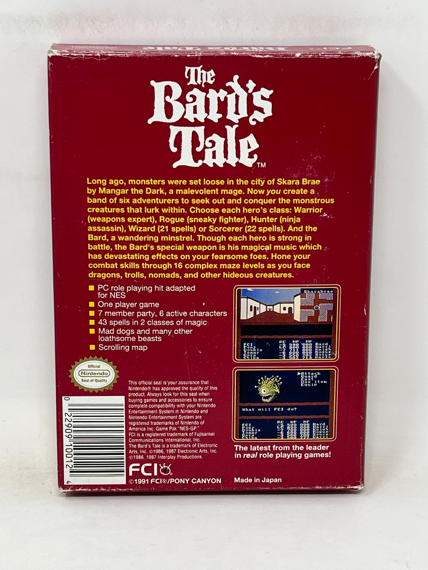 NES Nintendo - The Bard's Tale - Tested