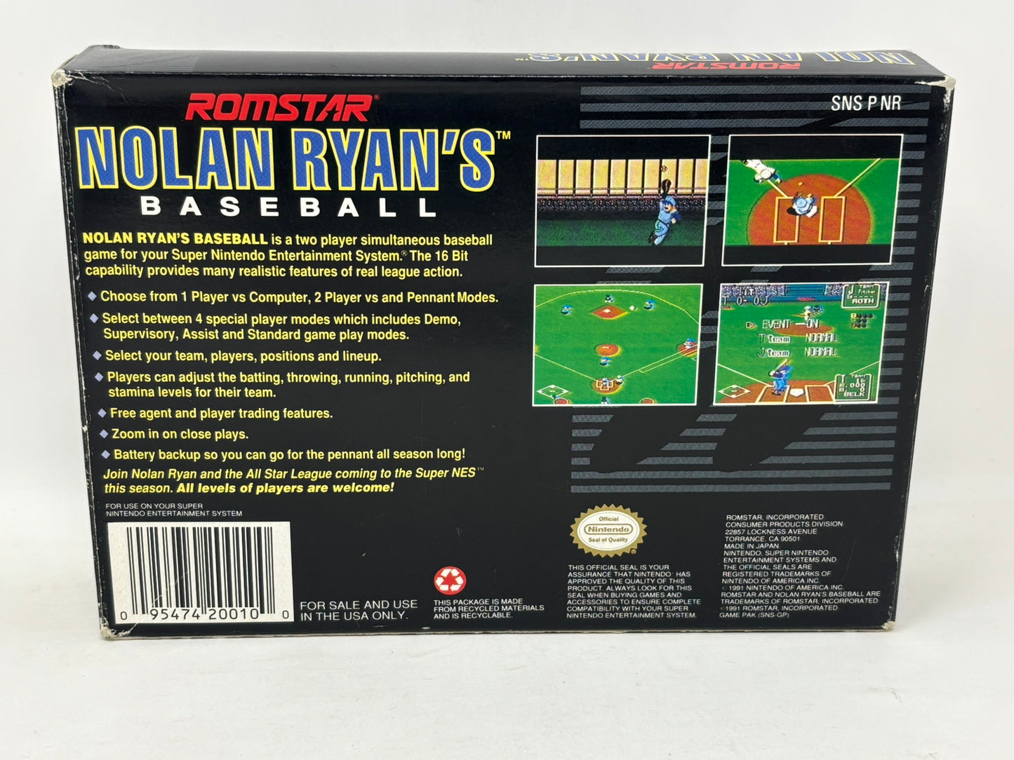 SNES Super Nintendo - Nolan Ryan Baseball - Complete