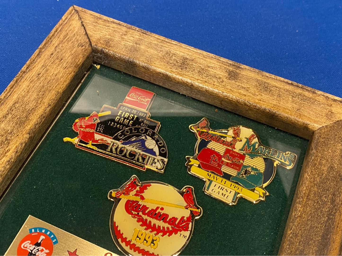 Vintage 1993 St Louis Cardinals Quik Trip Coca Cola First Game Pin Set - Marlins / Rockies
