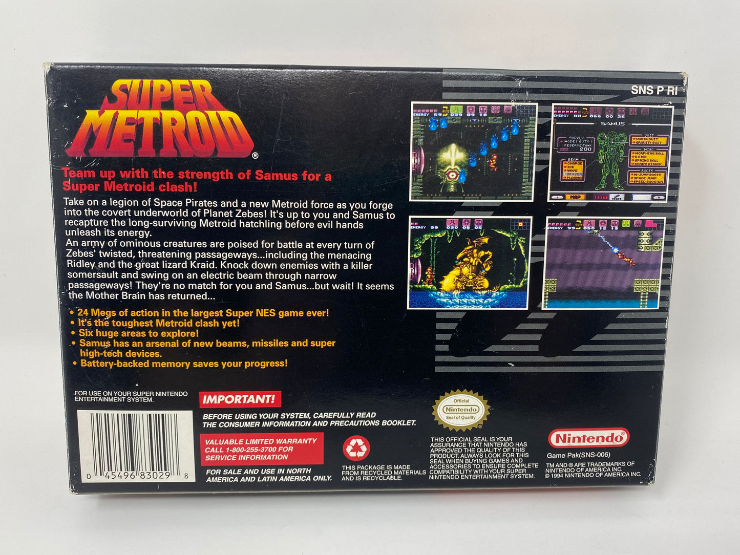 SNES Super Nintendo - Super Metroid - CIB Complete in Box