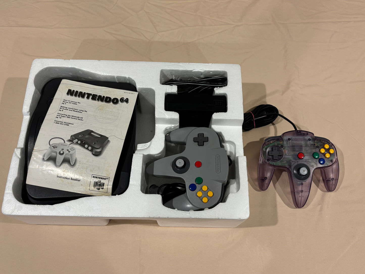 Nintendo 64 N64 Atomic Purple Controller System Bundle - Complete