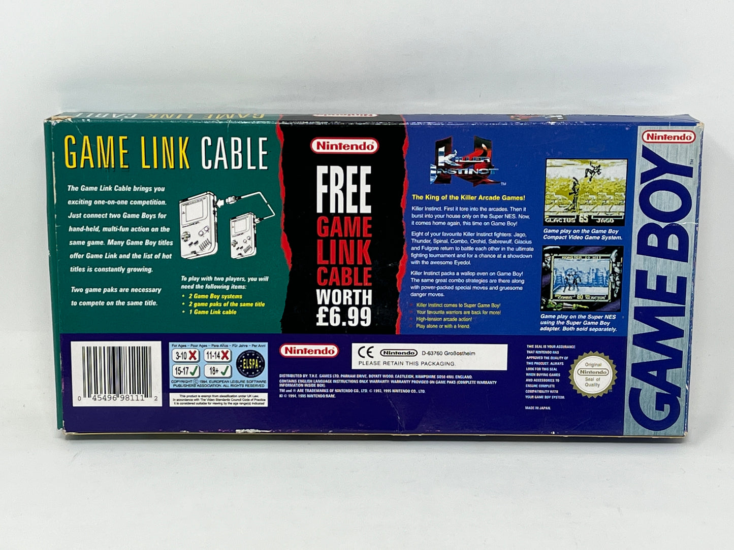 Nintendo Game Boy Killer Instinct w/ Free Game Link Cable - Complete in Box