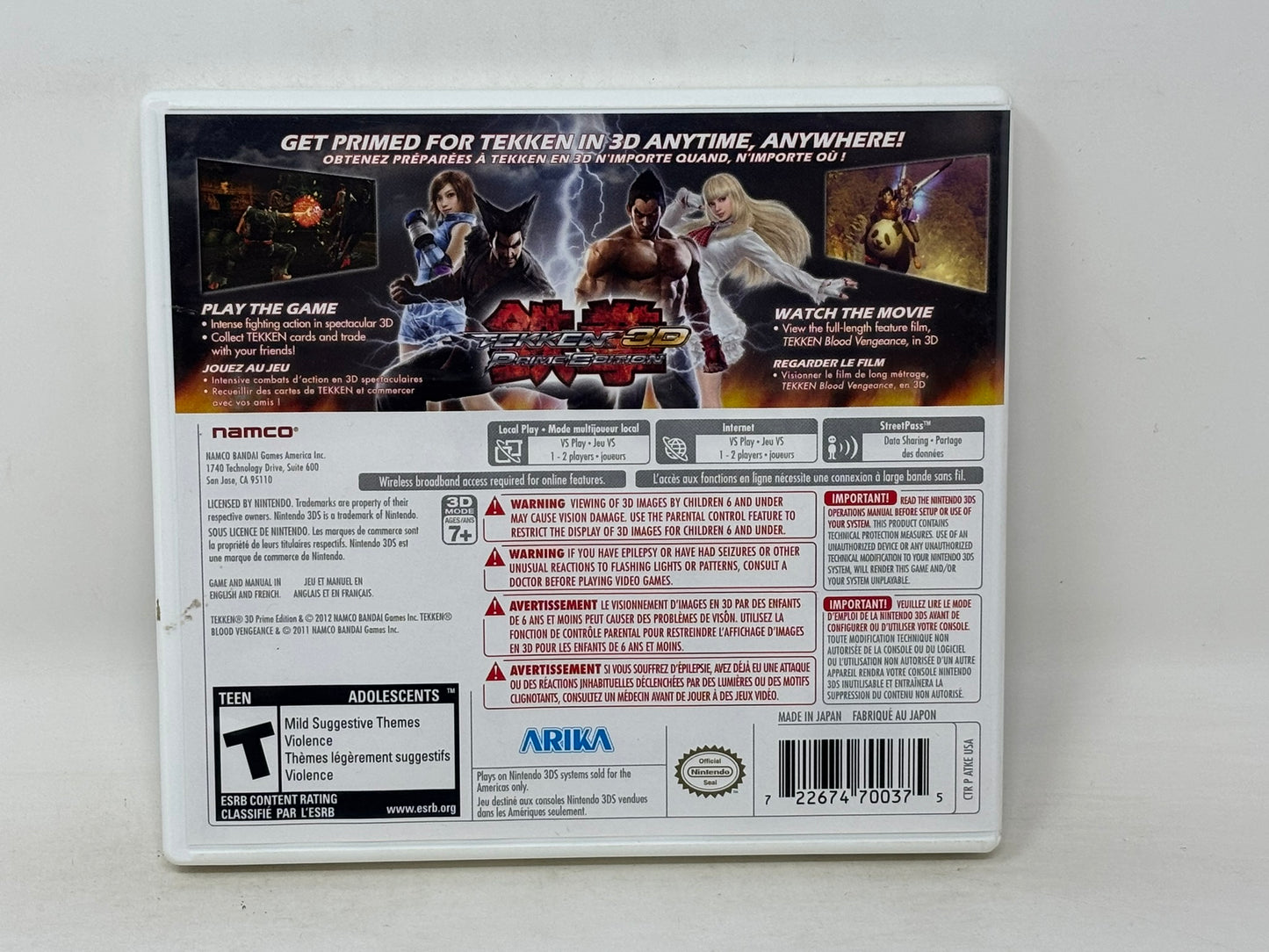 Nintendo 3DS - Tekken 3D Prime Edition - Complete