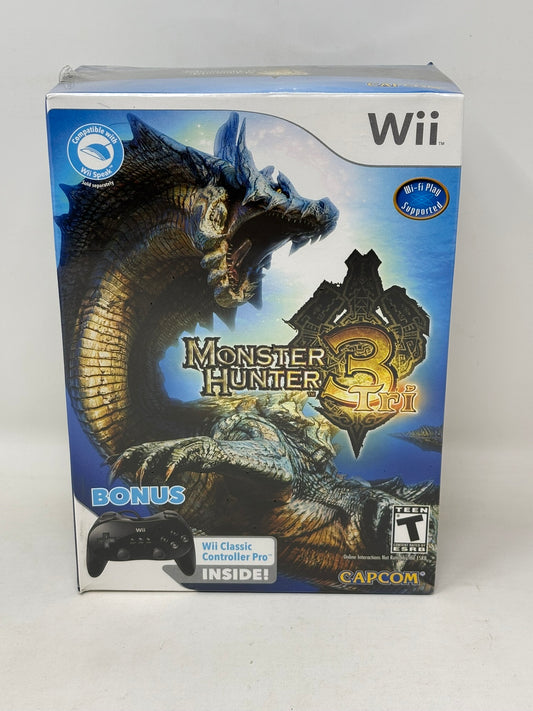 Nintendo Wii - Monster Hunter 3 Tri Controller Bundle - Brand New / Sealed