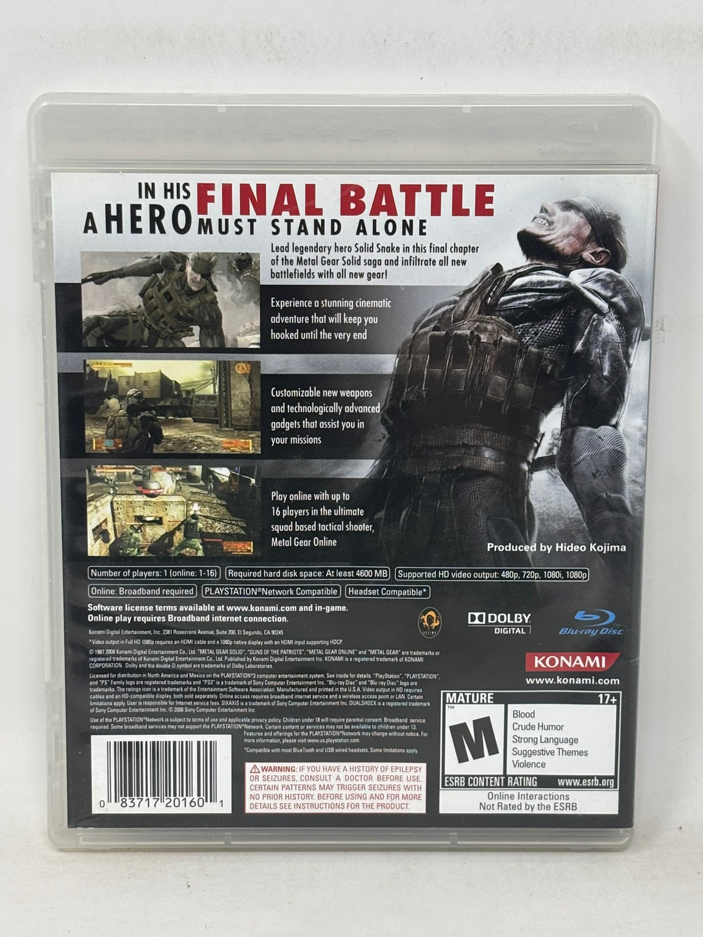 Sony PlayStation 3 - Metal Gear Solid 4: Guns of the Patriots - Complete