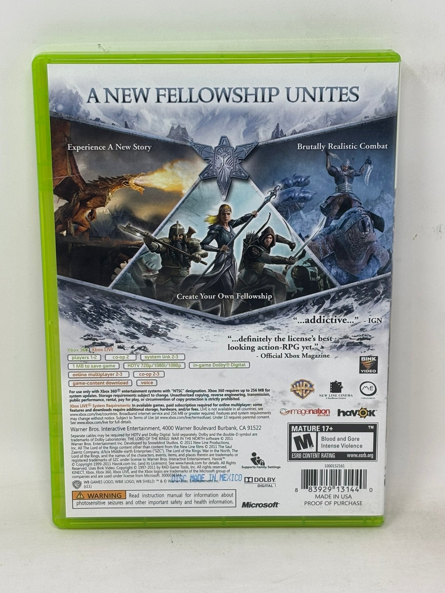 XBox 360 - Lord of the Rings War of the North - Complete
