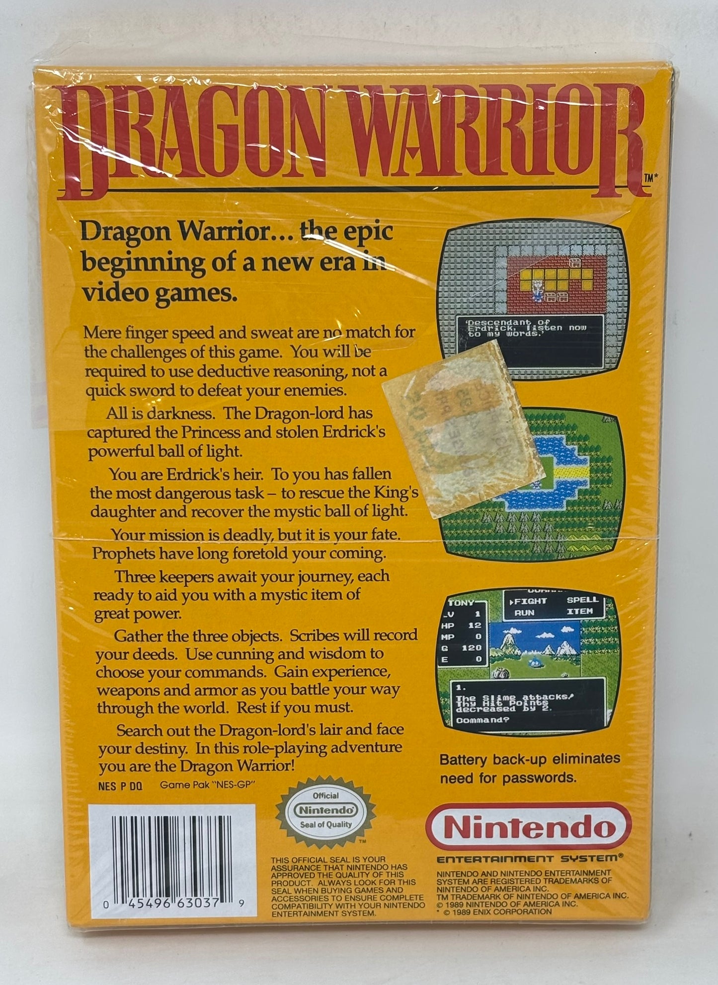 NES Nintendo - Dragon Warrior - Complete w/ Nintendo Power Letter