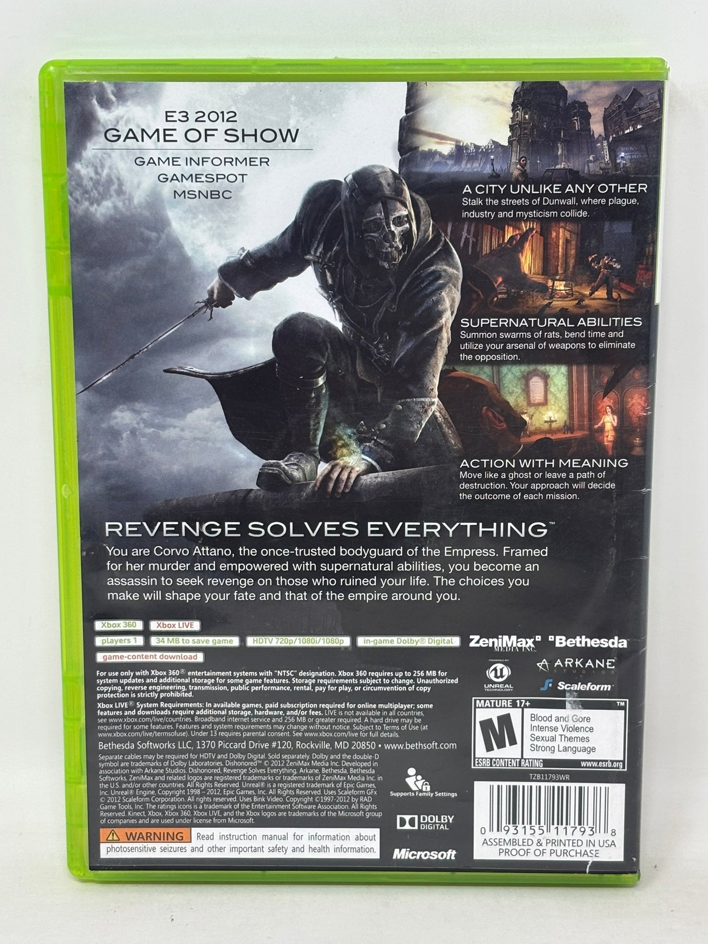 XBox 360 - Dishonored - Complete