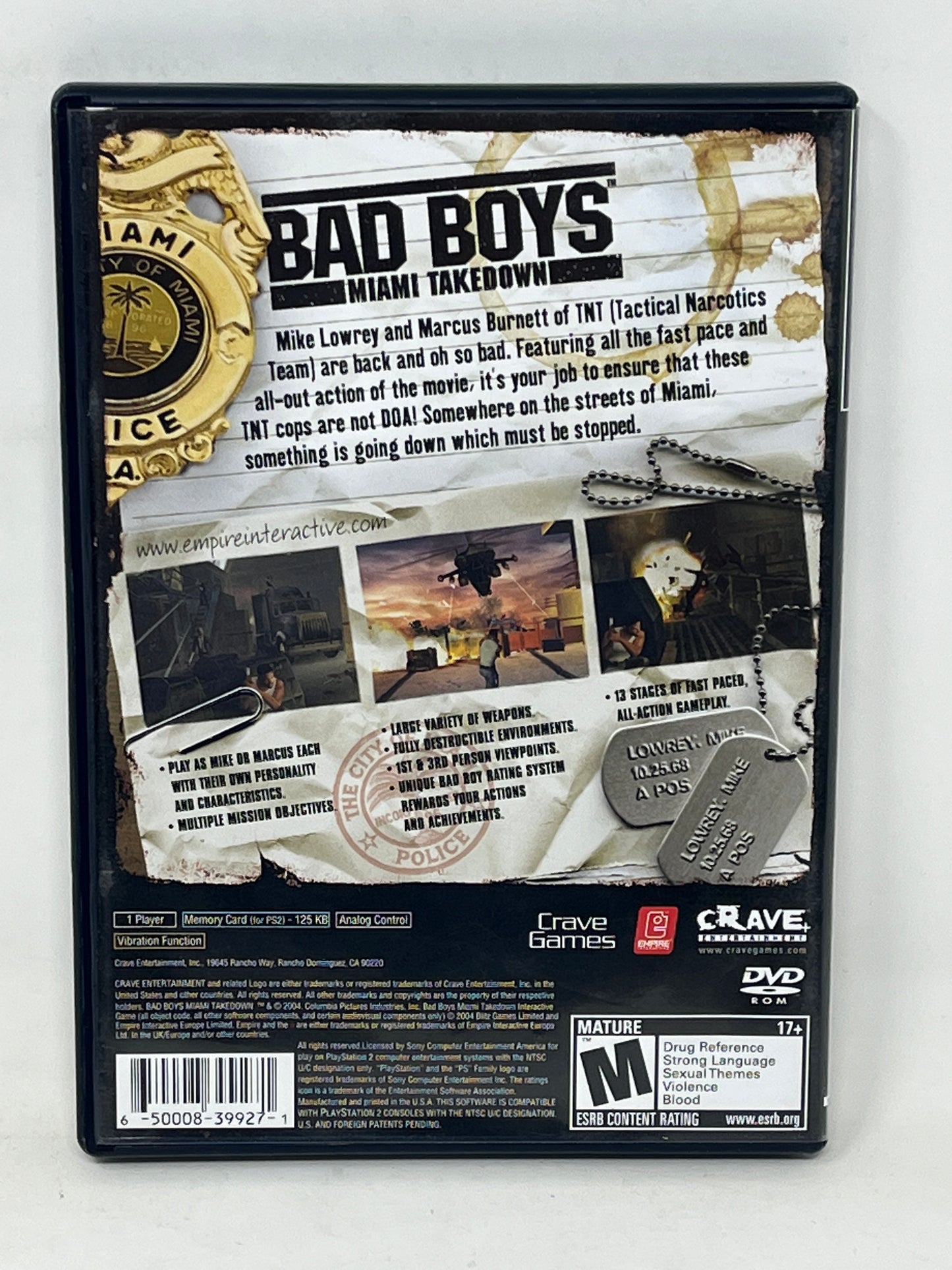 Sony PlayStation 2 - Bad Boys Miami Takedown - Complete