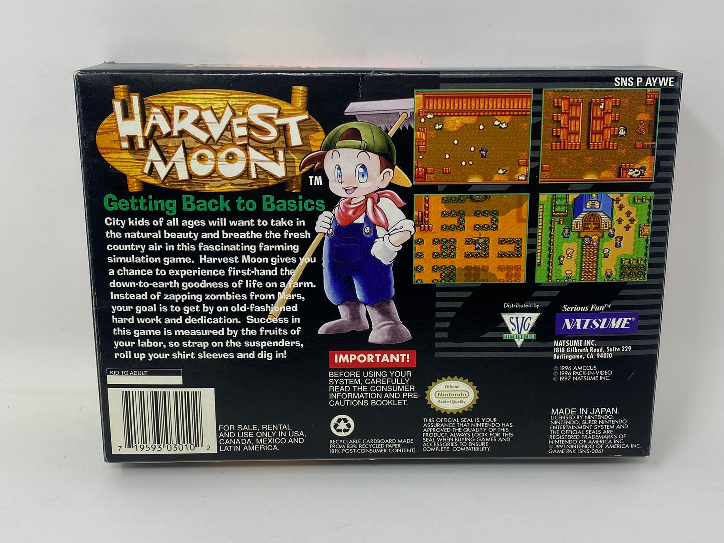 SNES Super Nintendo - Harvest Moon - CIB Complete