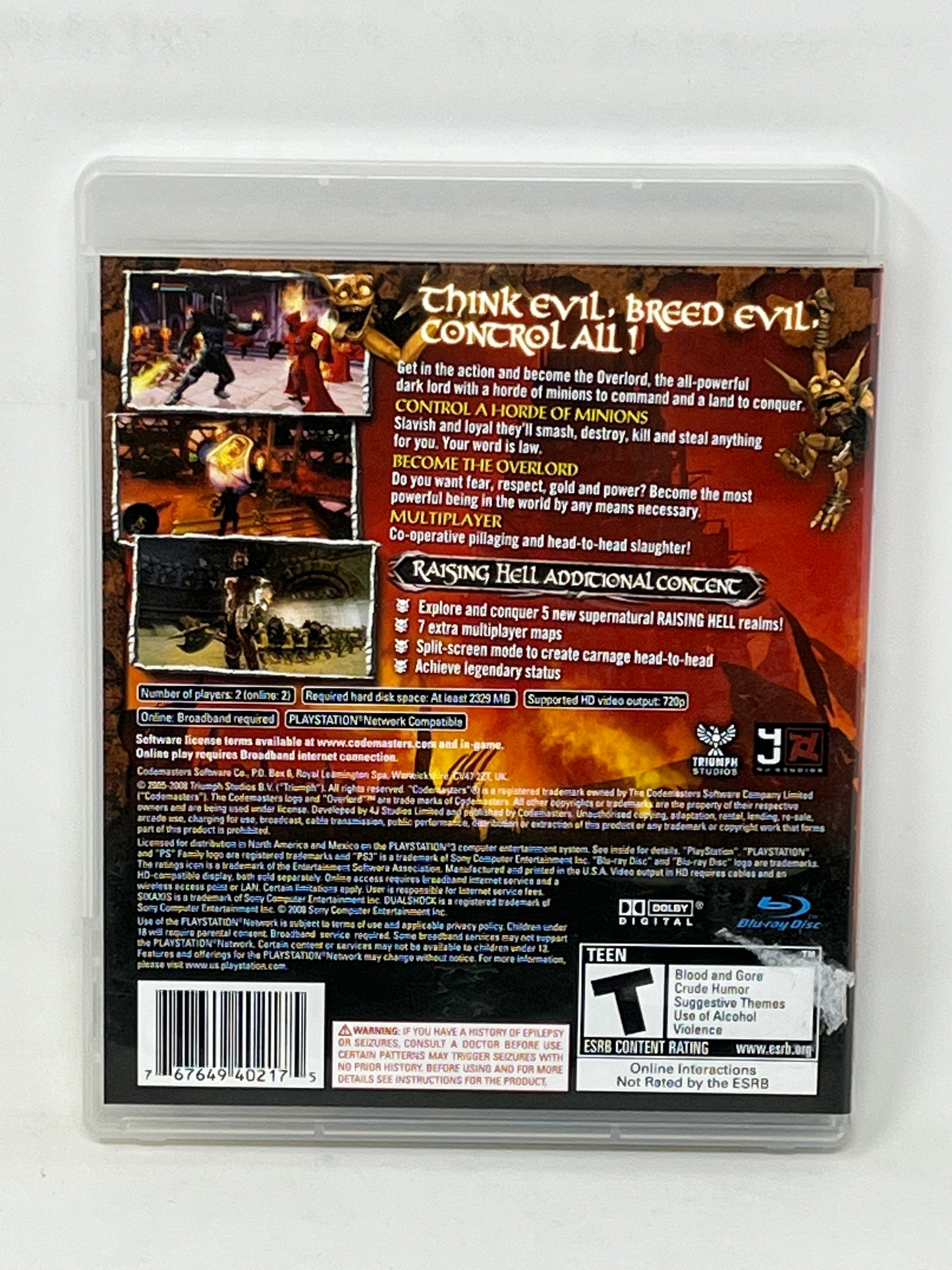 Sony PlayStation 3 - Overlord Raising Hell - Complete