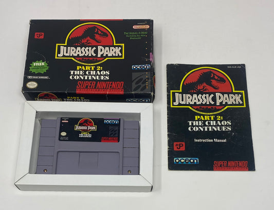 SNES Super Nintendo - Jurassic Park 2 The Chaos Continues - Complete in Box