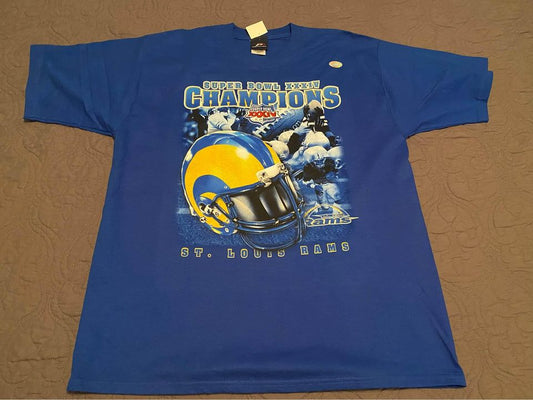 Brand New Vintage St. Louis Rams Super Bowl XXXIV Champions T-Shirt - Pro Player - 2000 - Mens XL