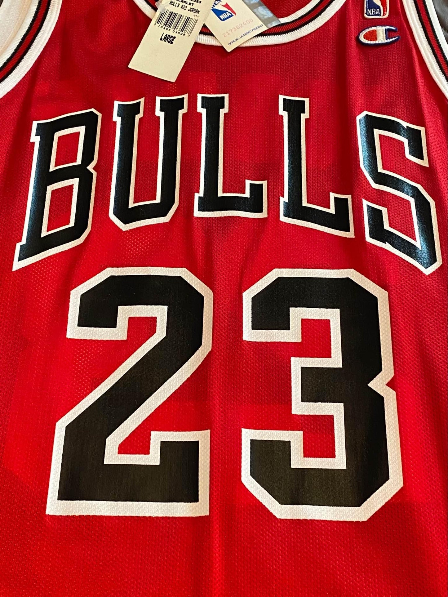 Vintage Champion MICHAEL JORDAN NBA Red Jersey ~ Chicago Bulls #23