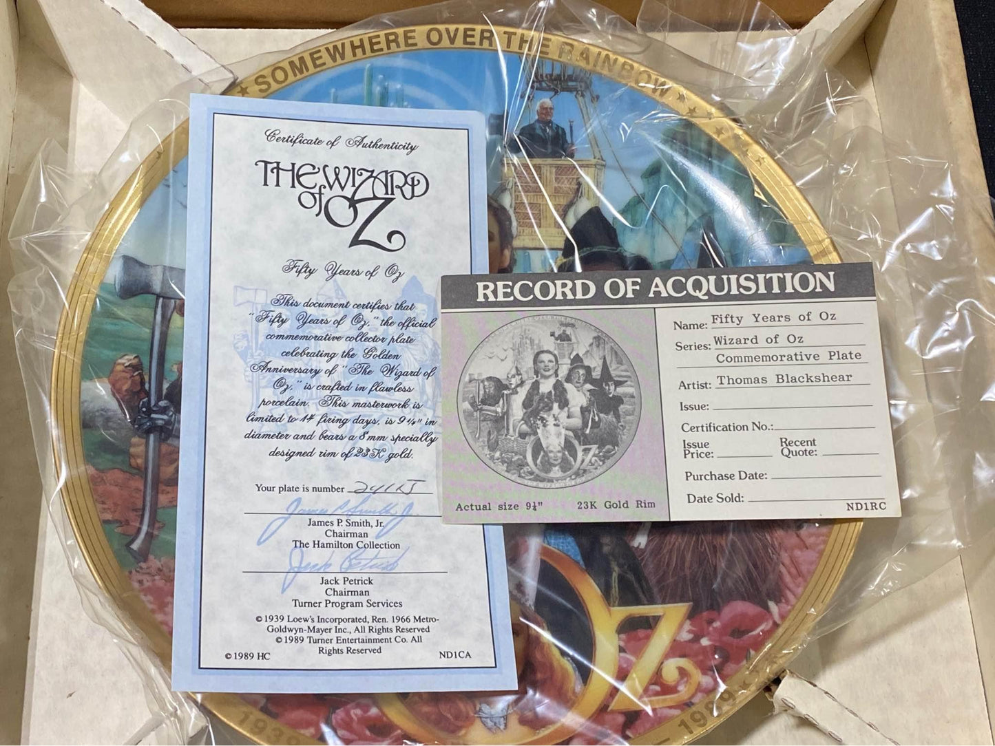 NIB Vintage Wizard of Oz “50 Years of Oz” Hamilton Collection Collectors Plate