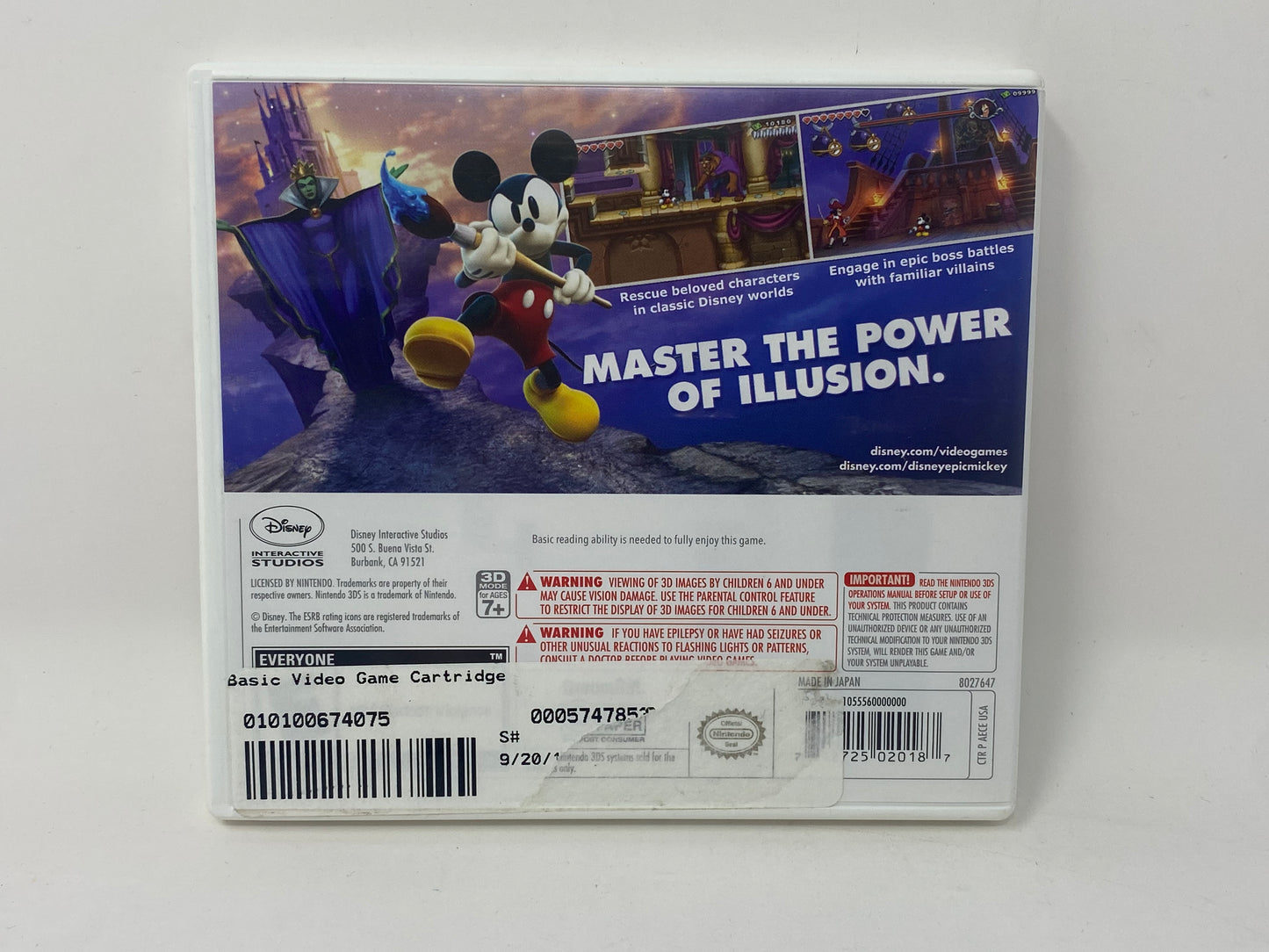 Nintendo 3DS - Disney Epic Mickey Power or Illusion - Complete