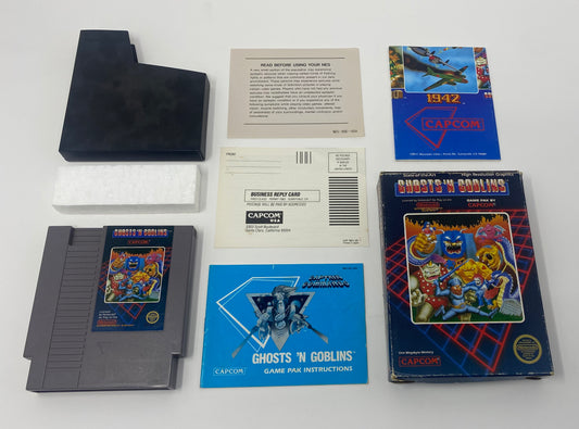 NES Nintendo - Ghosts n Goblins 5 Screw - CIB Complete in HangTab Box w/ Everything