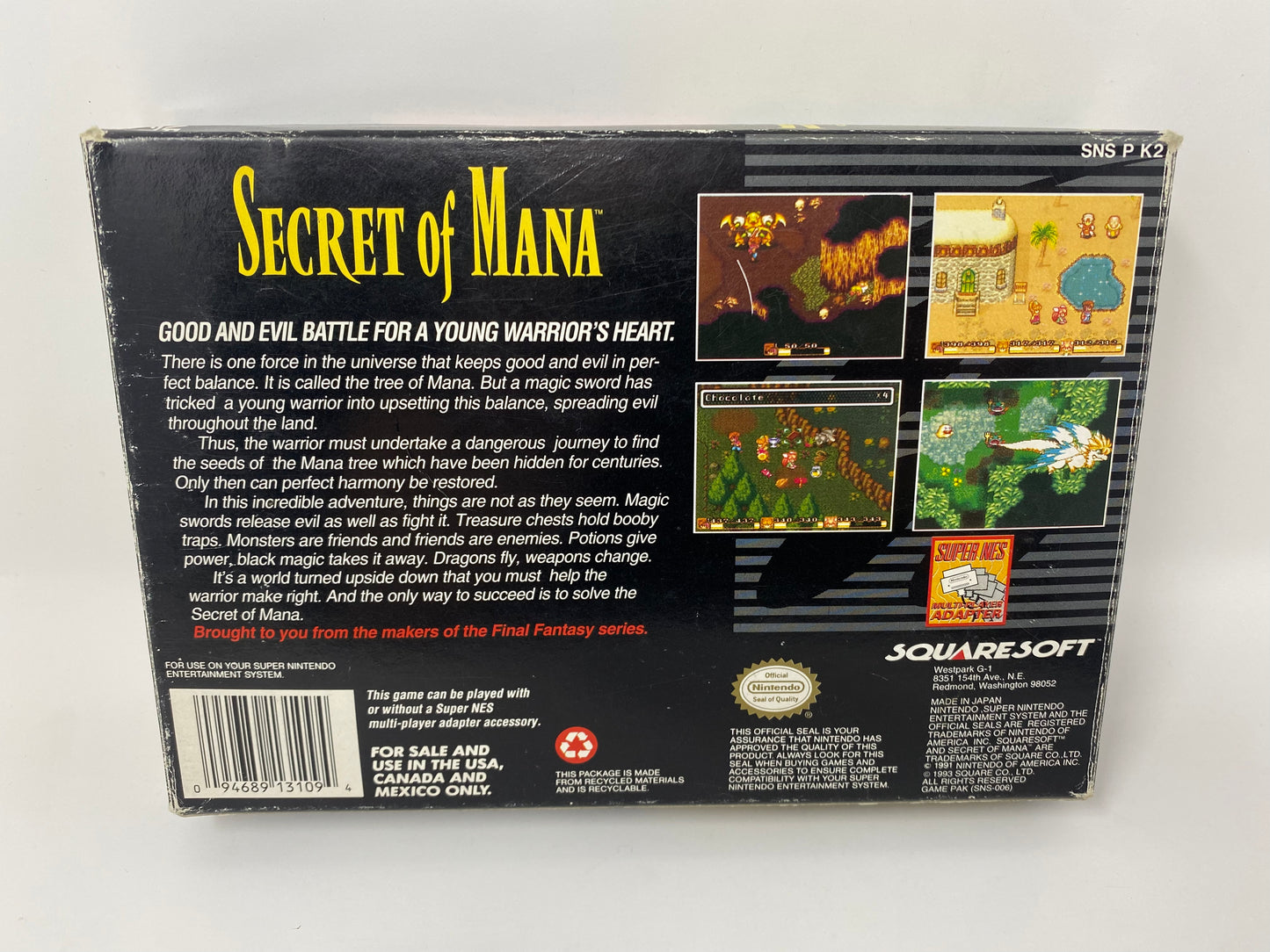 SNES Super Nintendo - Secret of Mana - CIB Complete in Box